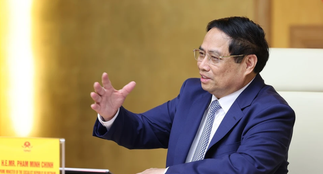 Thủ tướng Phạm Minh Chính phát biểu tại buổi tiếp - Ảnh: TTXVN