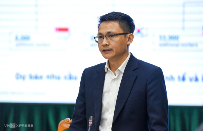 Ông Võ Xuân Hoài, Phó giám đốc Trung tâm đổi mới sáng tạo quốc gia tại hội thảo ngày 16/4. Ảnh: Hồng Chiêu