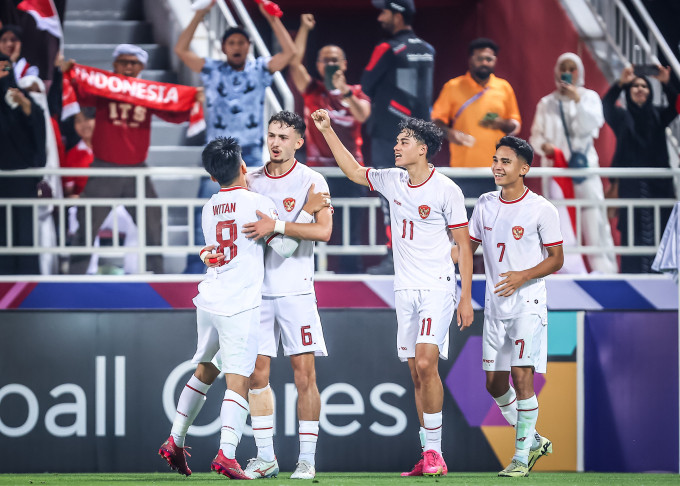 Cầu thủ Indonesia mừng chiến thắng trước Hàn Quốc ở tứ kết U23 châu Á 2024. Ảnh: AFC