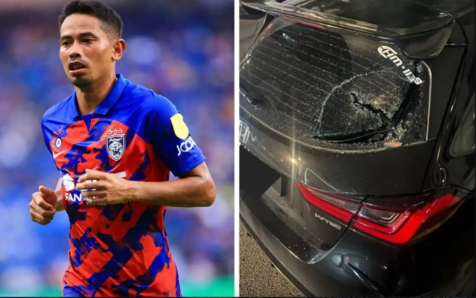 Tiền vệ Safiq Rahim bị tấn công vào tối 7/5 và ô tô cá nhân bị đập vỡ kính sau. Ảnh: Instagram/Safiq Rahim