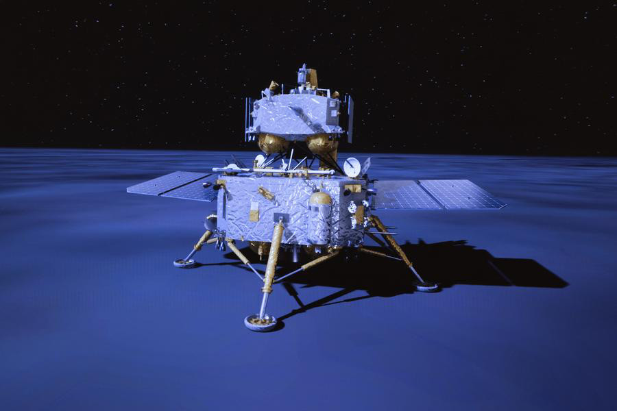 Mô phỏng tàu Hằng Nga 6 trong sứ mệnh đổ bộ Mặt trăng - Ảnh: THX