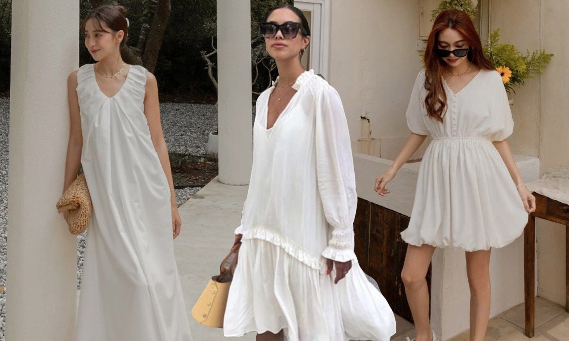 The comfortable and cool white dress style is popular in the summer