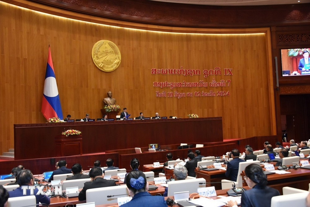 Quang cảnh Kỳ họp thứ 7 Quốc hội Lào khóa IX. (Ảnh: Đỗ Bá Thành/TTXVN)