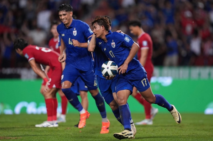 Thái Lan thắng Singapore 3-1 ở lượt cuối bảng C vòng loại hai World Cup 2026. Ảnh: FAT