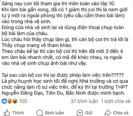 Bài phản ánh sự việc đăng trên Facebook THPT Nguyễn Đăng Đạo Confessions nhưng sau đó đã bị xóa. Ảnh chụp màn hình