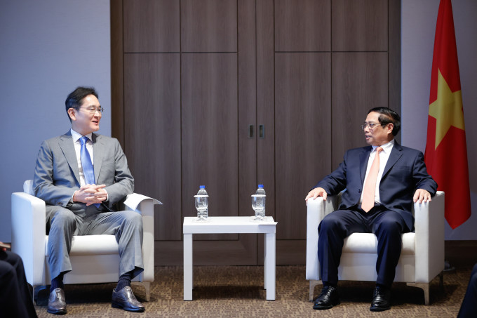 Thủ tướng Phạm Minh Chính tiếp ông Lee Jae Yong, Chủ tịch tập đoàn Samsung. Ảnh: Nhật Bắc