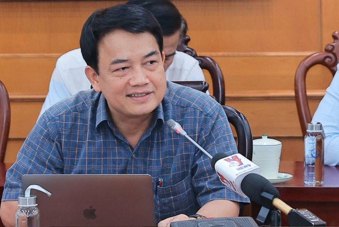 Viện trưởng Viện Năng lượng nguyên tử Trần Chí Thành chia sẻ tại buổi họp báo. Ảnh: TTTT