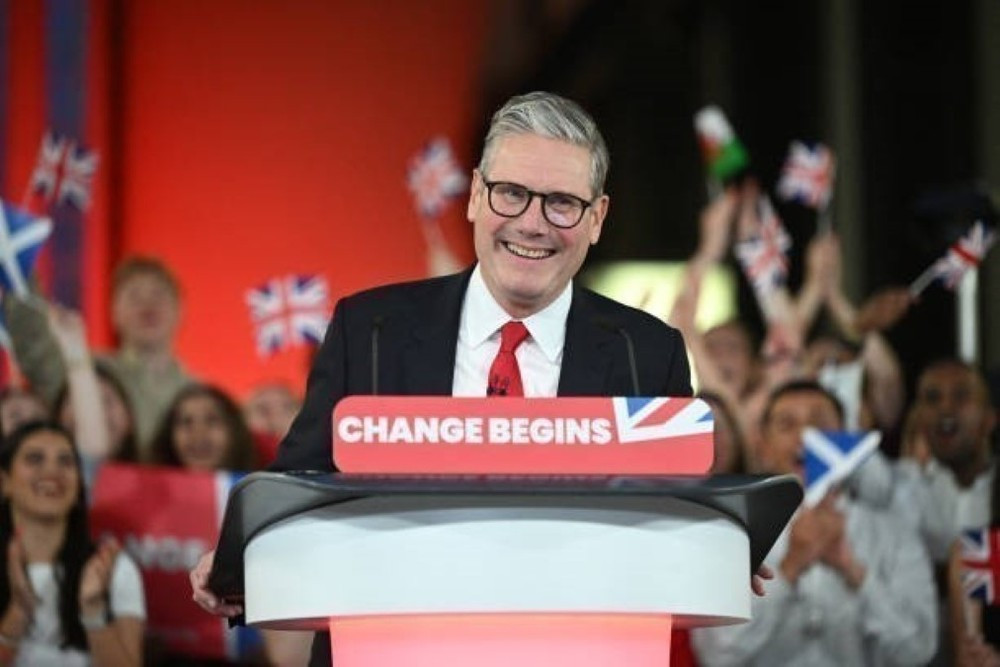Lãnh đạo Công đảng Anh Keir Starmer trong bài phát biểu sau khi kết quả bầu cử được công bố, tại London, ngày 5/7/2024. (Ảnh: Getty Images/TTXVN)
