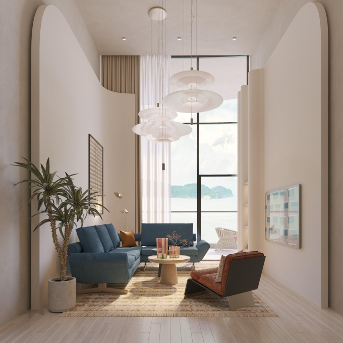 Phối cảnh căn Gran Ocean Suite với trần cao 5 m. Ảnh: KDI Holdings