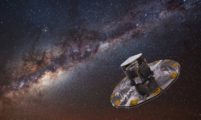Mô phỏng tàu vũ trụ Gaia của Cơ quan Vũ trụ châu Âu (ESA) đang lập bản đồ dải Ngân Hà. Ảnh: ESA/ATG medialab/ESO/S. Brunier