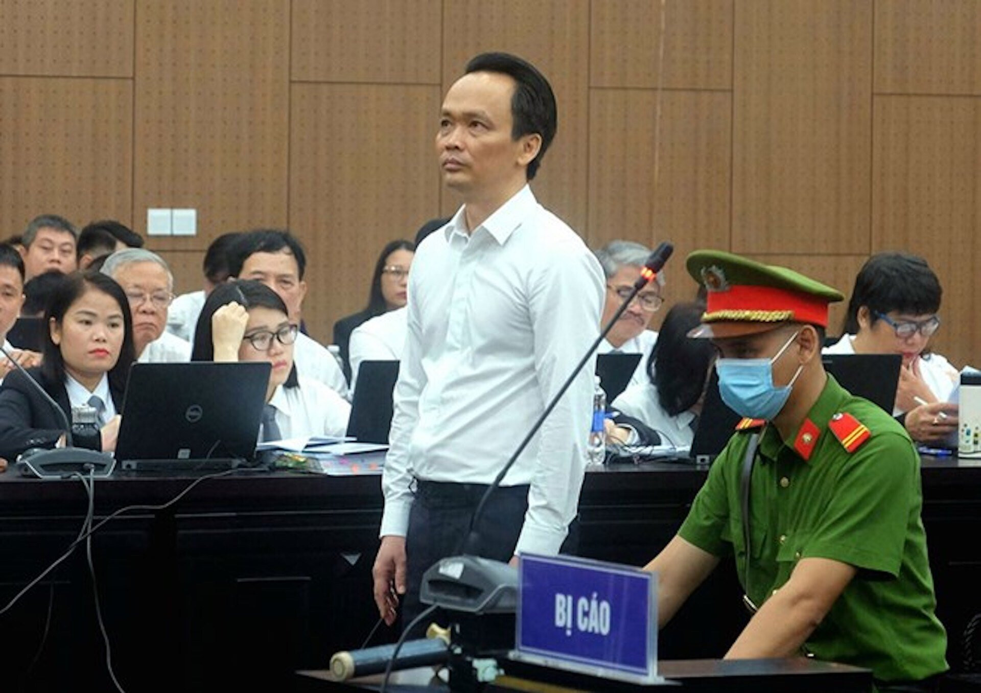 Cựu Chủ tịch FLC Trịnh Văn Quyết tại phiên tòa sơ thẩm. (Ảnh: N.Anh)
