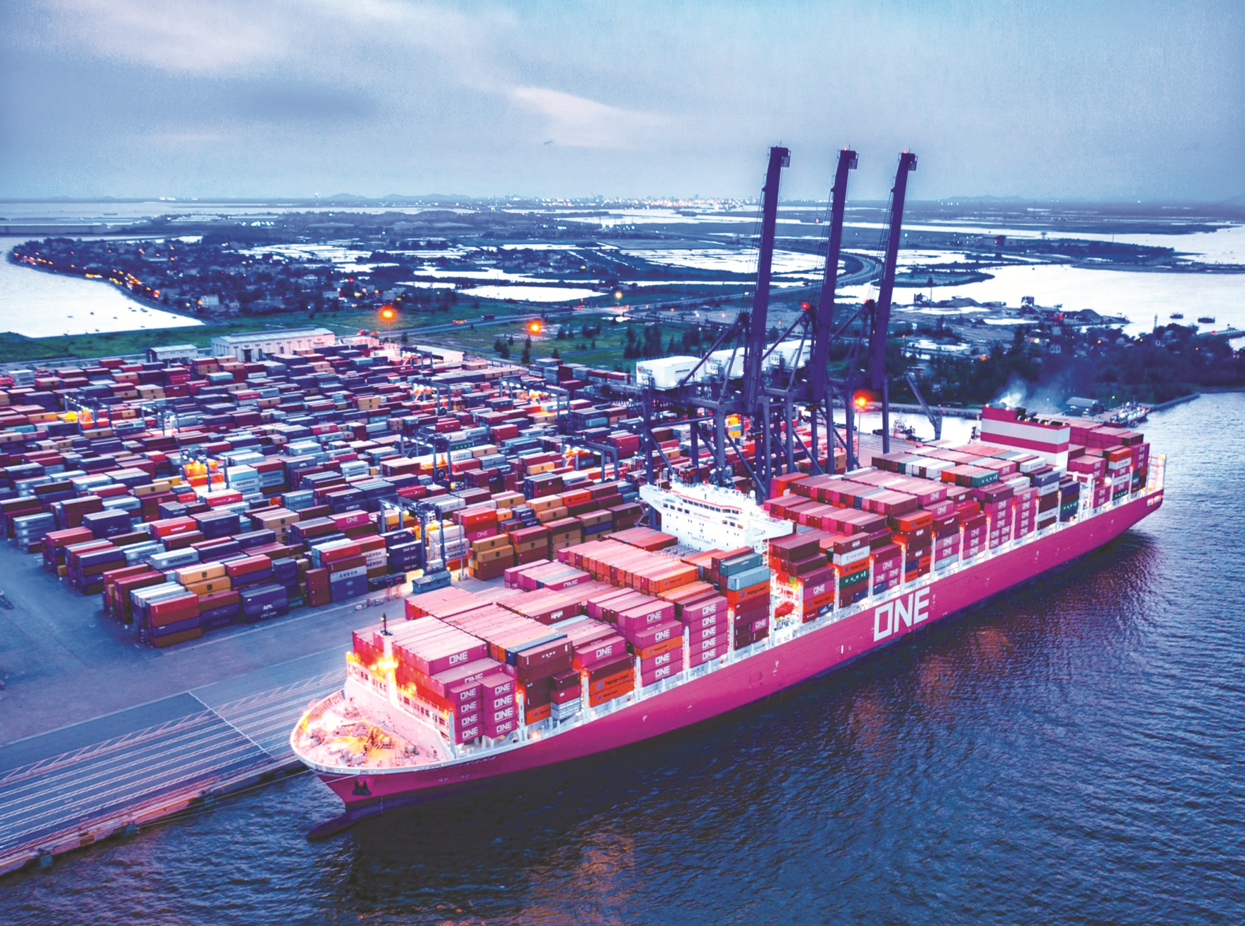 Tàu biển cập Cảng container quốc tế Tân Cảng Hải Phòng.