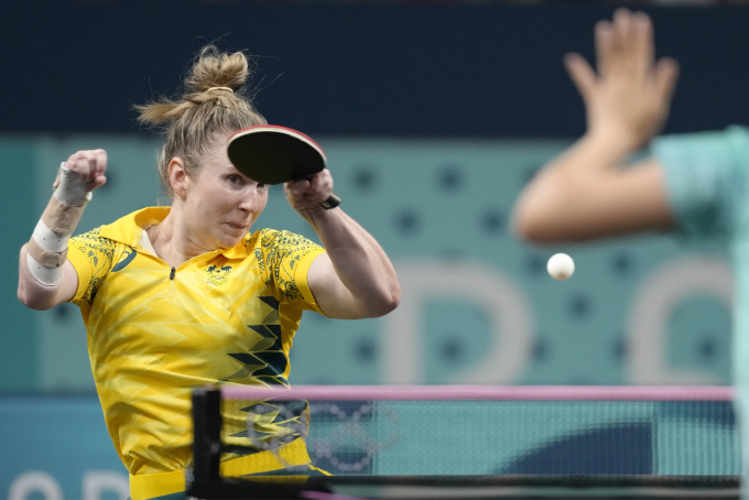 VĐV bóng bàn Melissa Tapper thi đấu cho Australia ba kỳ Olympic là Rio 2016, Tokyo 2020 và Paris 2024. Ảnh: AP