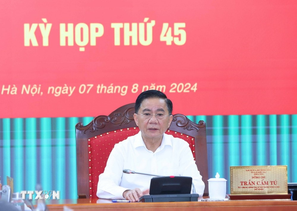 Đồng chí Trần Cẩm Tú, Ủy viên Bộ Chính trị, Bí thư Trung ương Đảng, Chủ nhiệm Ủy ban Kiểm tra Trung ương chủ trì Kỳ họp. (Ảnh: Phương Hoa /TTXVN) TTXVN_0808Trancamtu.jpg