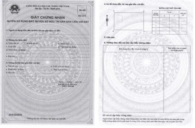 Mẫu giấy chứng nhận quyền sử dụng đất từ 1/8.