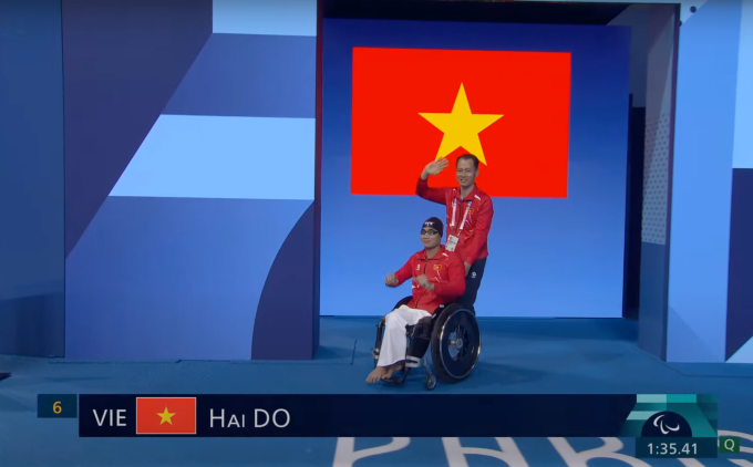 Kình ngư Đỗ Thanh Hải dự thi chung kết bơi 100m ếch nam - hạng thương tật SB5 - tại Paralympic 2024.