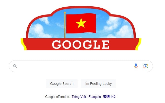 Google đã thay đổi giao diện mừng ngày Quốc khánh của Việt Nam (Ảnh chụp màn hình).