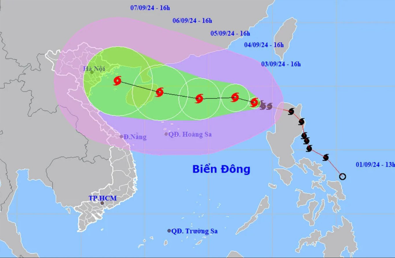 Dự báo đường đi và cường độ của bão số 3. (Nguồn: NCHMF)