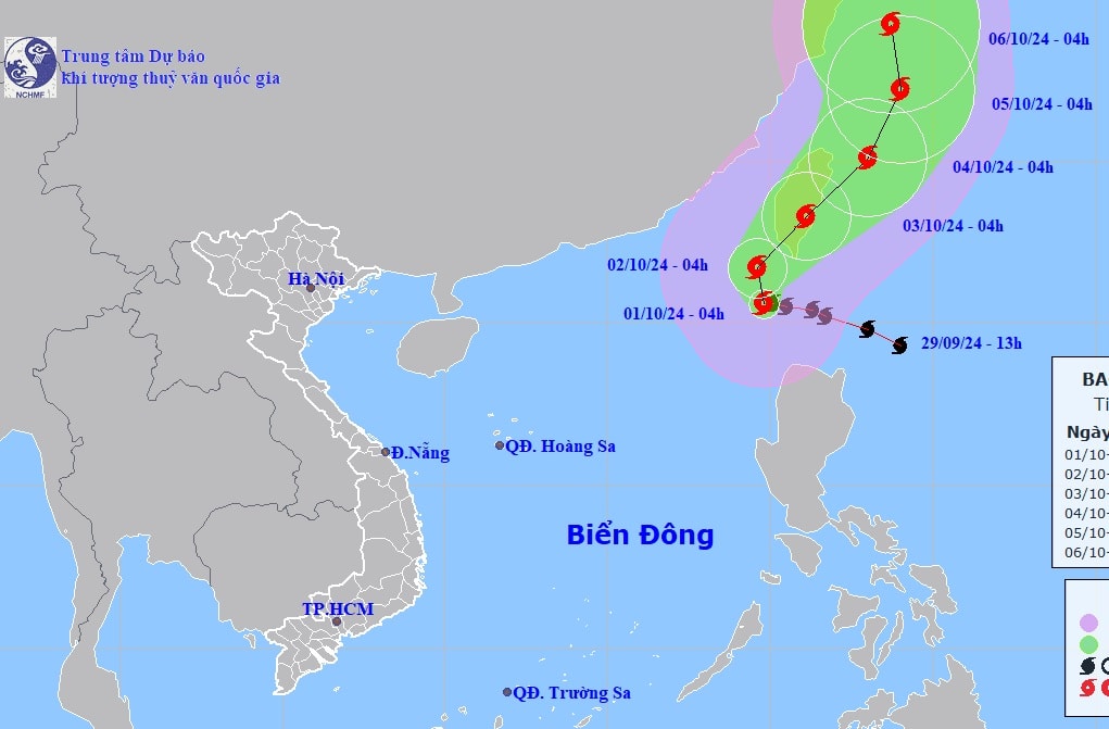 Dự báo đường đi của bão số 5