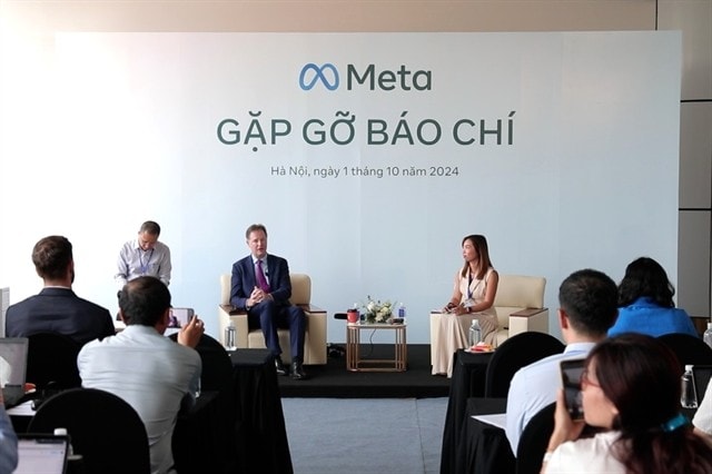 Meta’s President of Global Affairs Nick Clegg speaks to the press during the tech conference Innovate Vietnam 2024 in Hanoi on October 1. (Photo: VNA)