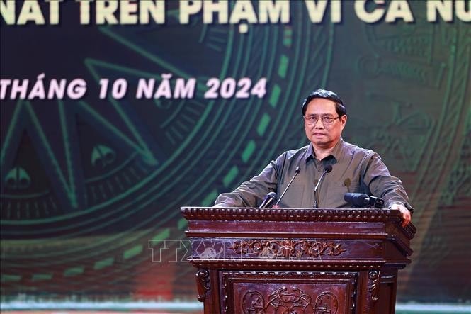 Prime Minister Pham Minh Chinh addresses the launching ceremony of the 