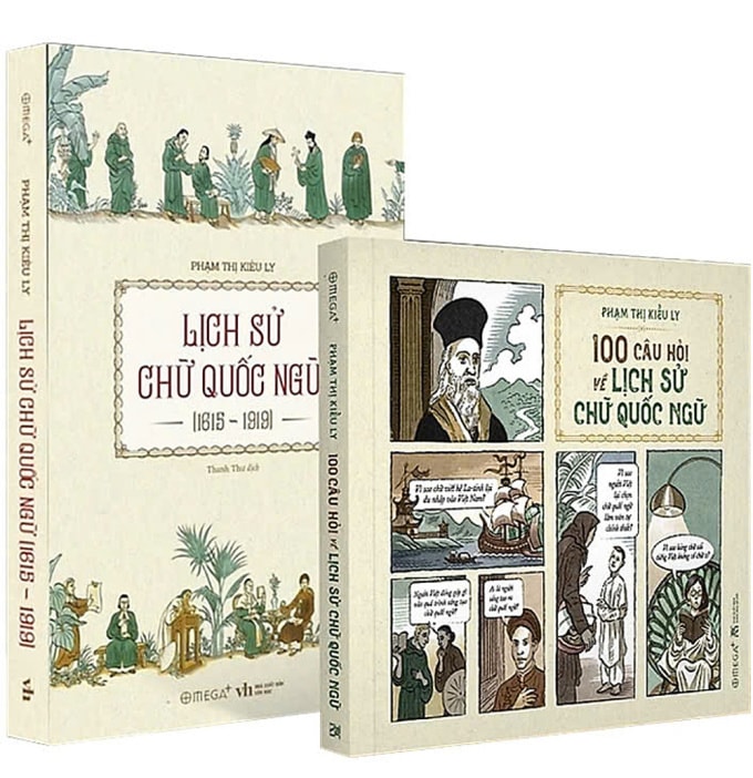 Bộ hai cuốn gồm: Lịch sử chữ quốc ngữ (1615-1919) của Phạm Thị Kiều Ly; dịch giả: Thanh Thư và 100 câu hỏi về Lịch sử chữ quốc ngữ của cùng tác giả nhận giải Sách Hay 2024. Ảnh: Ban tổ chức