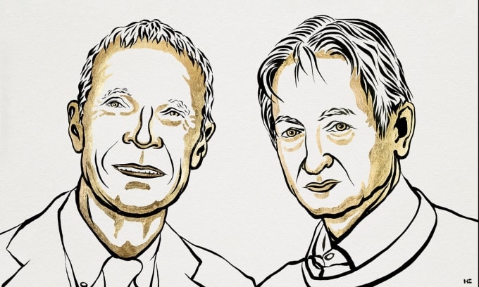 Nhà khoa học John Hopfield và Geoffrey Hinton đoạt giải Nobel Vật lý 2024. Ảnh: Nobel Prize