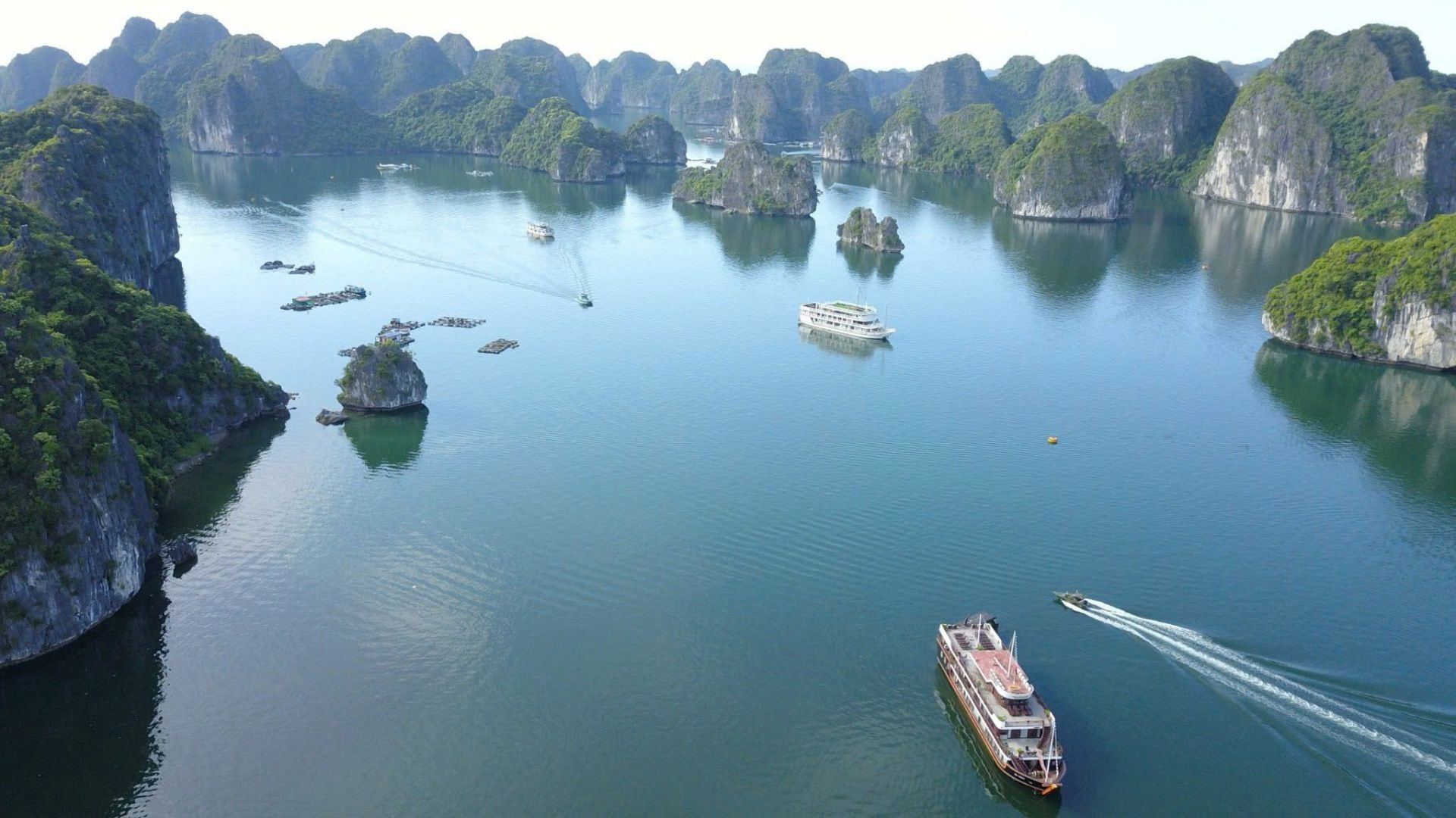 Tàu chở khách tham quan trên Vịnh Lan Hạ.