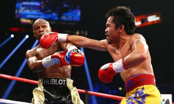 Floyd Mayweather trong trận gặp Manny Pacquiao ở nhà thi đấu MGM, thành phố Las Vegas, bang Nevada, Mỹ ngày 2/5/2015. Ảnh: Reuters