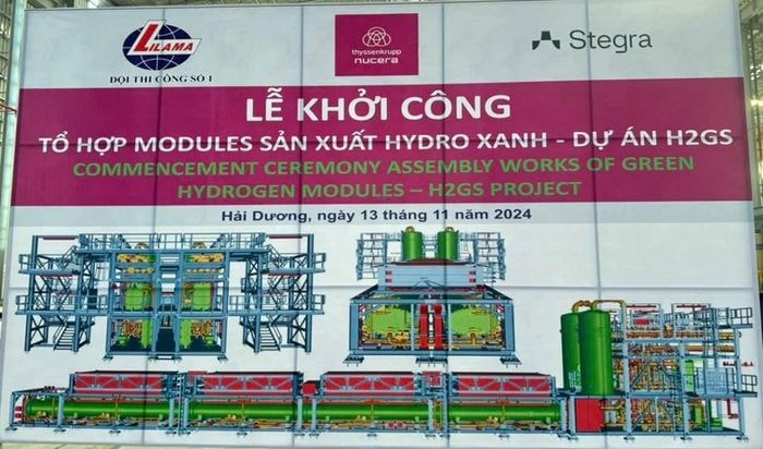 Công ty Lilama khởi công lắp đặt tổ hợp 27 module sản xuất hydro xanh