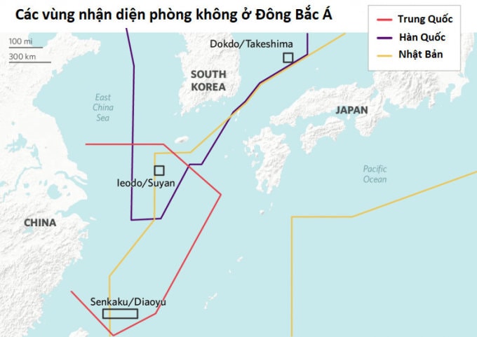 Các vùng nhận diện phòng không ở Đông Bắc Á. Đồ họa: Stratfor