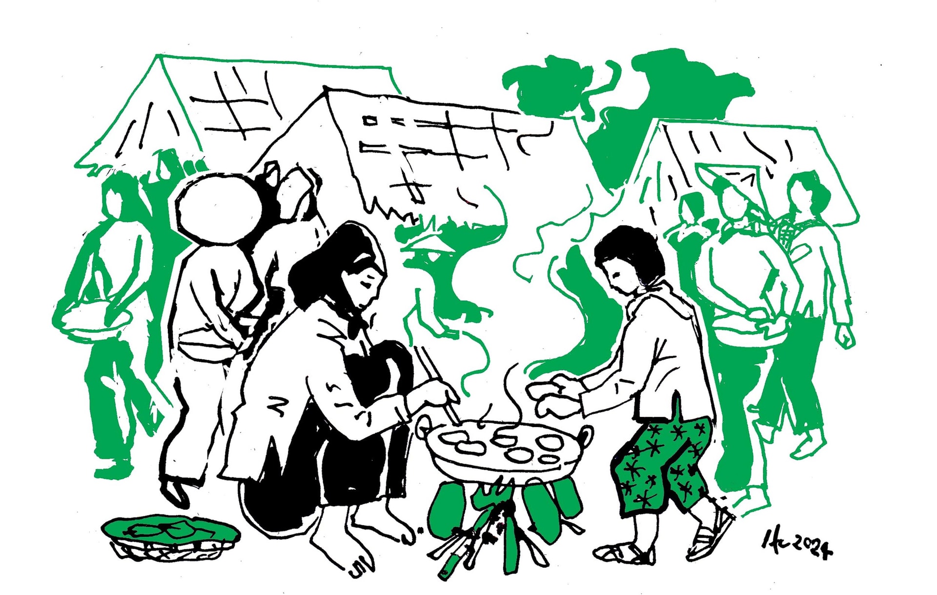 Minh họa bút xanh
