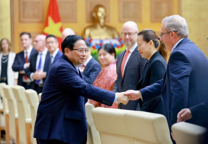 Thủ tướng Phạm Minh Chính gặp mặt các doanh nghiệp Mỹ, ngày 1/3. Ảnh: VGP