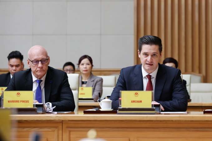 Đại diện AmCham phát biểu tại toạ đàm với Chính phủ Việt Nam, ngày 1/3. Ảnh: VGP