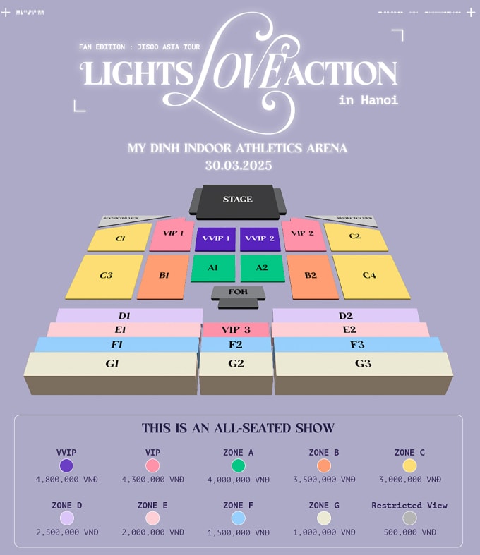 Giá vé show Jisoo ở Hà Nội. Ảnh: Blissoo