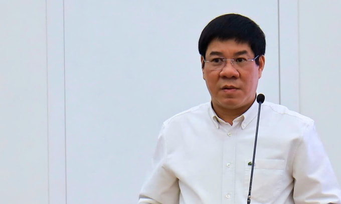 Ông Huỳnh Văn Chương, Cục trưởng Cục Quản lý chất lượng, thông tin về kỳ thi tốt nghiệp THPT, sáng 3/4. Ảnh: MOET