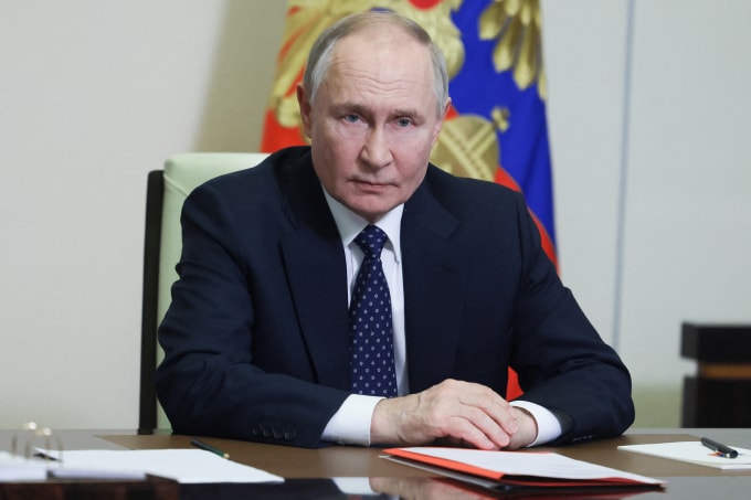 Tổng thống Nga Vladimir Putin tại dinh thự Novo-Ogaryovo, ngoại ô Moskva ngày 14/3. Ảnh: AFP
