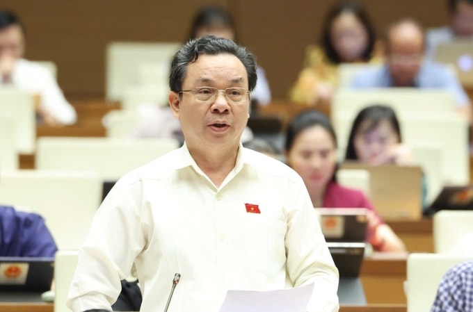 Ông Hoàng Văn Cường, Ủy viên Ủy ban Kinh tế và Tài chính phát biểu tại phiên thảo luận, ngày 12/5. Ảnh: Giang Huy