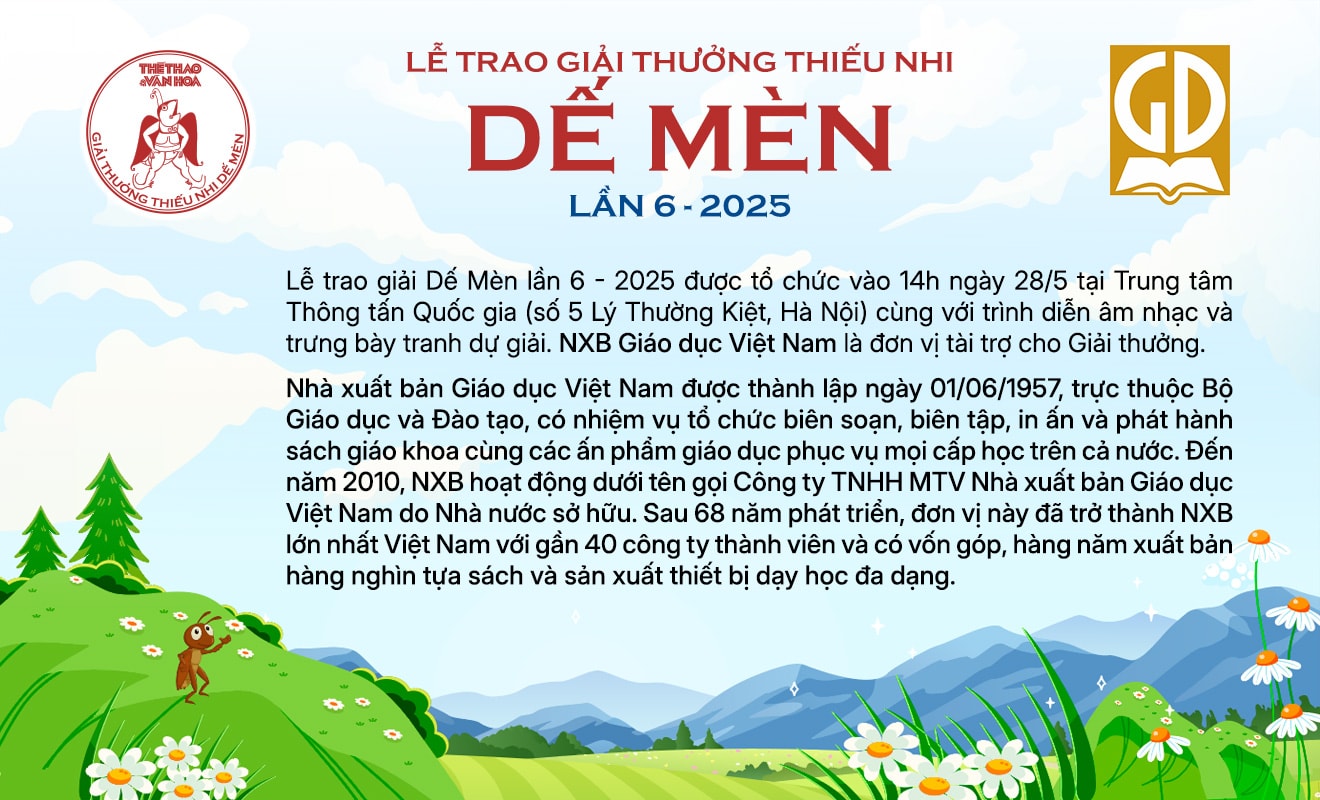 Trao giải thưởng Thiếu nhi Dế Mèn lần 6 - 2025: 