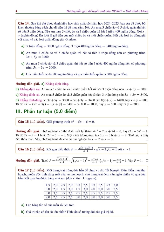 Lời giải đề thi môn Toán vào lớp 10 ở Bình Dương - 3