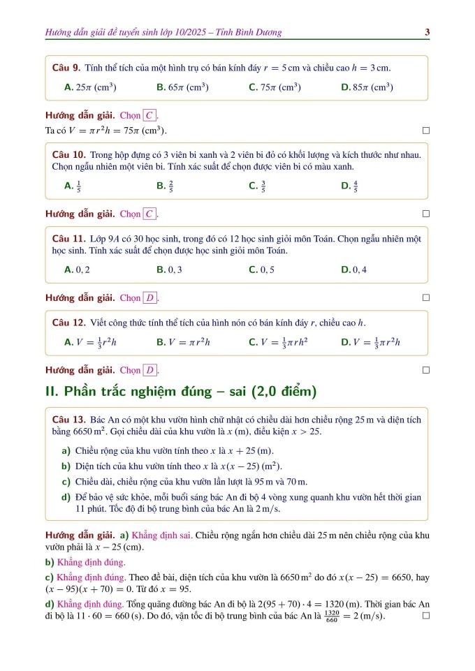 Lời giải đề thi môn Toán vào lớp 10 ở Bình Dương - 2