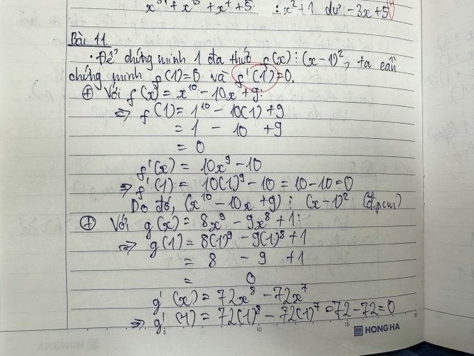 Học sinh lớp 7 dùng phương pháp đạo hàm của lớp 12 để giải bài tập - một bài giải được giáo viên đánh giá dùng AI hỗ trợ. Ảnh: Giáo viên cung cấp