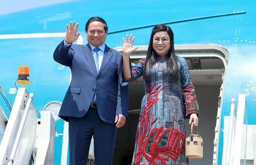 PM Pham Minh Chinh and his spouse (Photo: VNA)