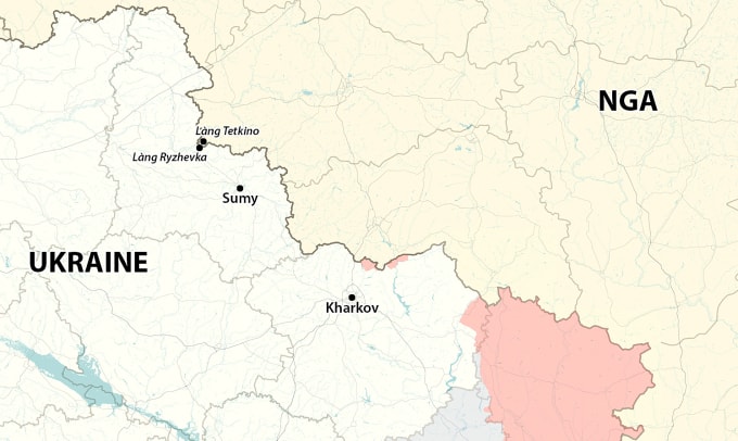 Vị trí thành phố Kharkov và Sumy. Đồ họa: RYV
