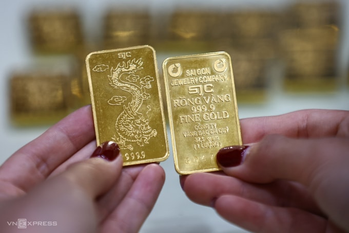 Vàng miếng tại trụ sở SJC ở quận 3 (TP HCM), tháng 3/2025. Ảnh: Quỳnh Trần