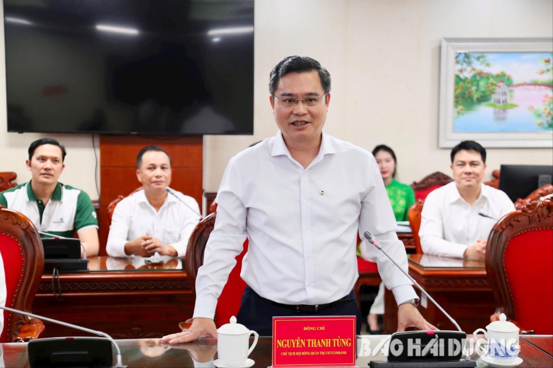 Ông Nguyễn Thanh Tùng, Chủ tịch Hội đồng quản trị Ngân hàng TMCP Ngoại thương Việt Nam cam kết sẽ luôn đồng hành để góp phần vào sự phát triển kinh tế - xã hội tại địa phương