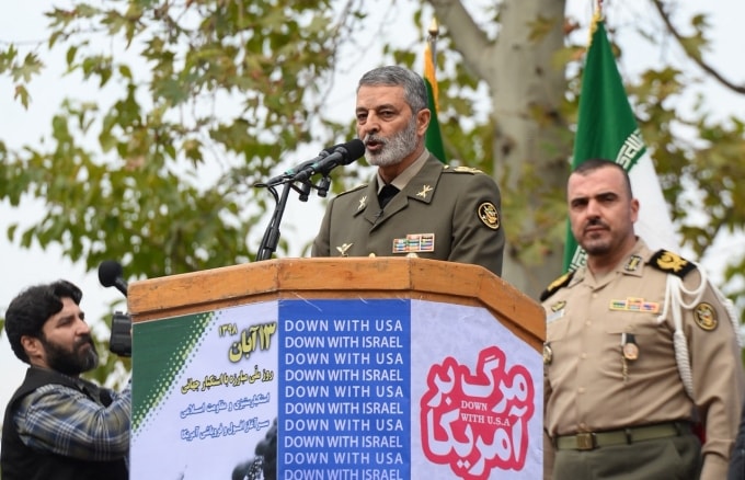 Tổng Tham mưu trưởng các lực lượng vũ trang Iran Abdolrahim Mousavi phát biểu tại Tehran vào năm 2019. Ảnh: AFP