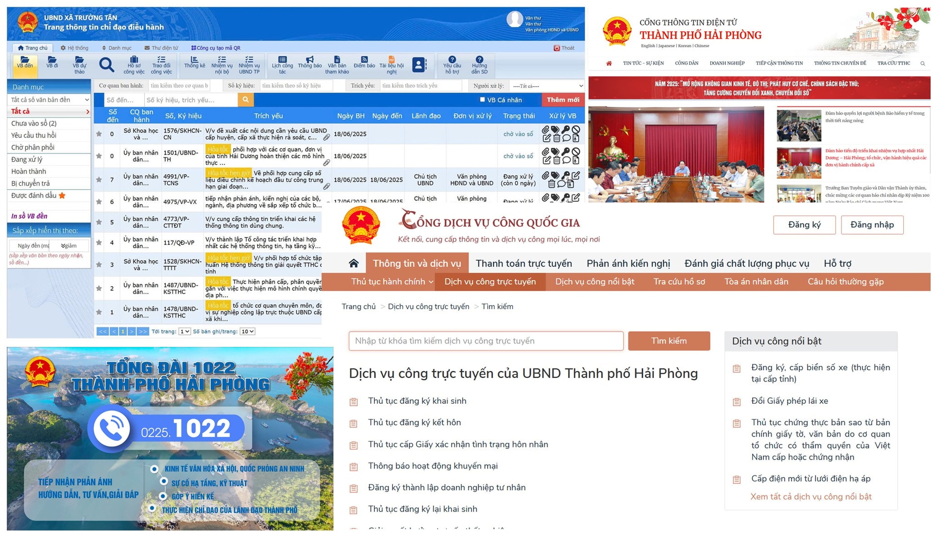 Một số hệ thông thông tin dùng chung thử nghiệm