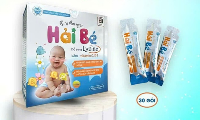 Siro ăn ngon Hải Bé được quảng cáo trên các mạng xã hội và sàn thương mại điện tử. Ảnh: Chụp màn hình