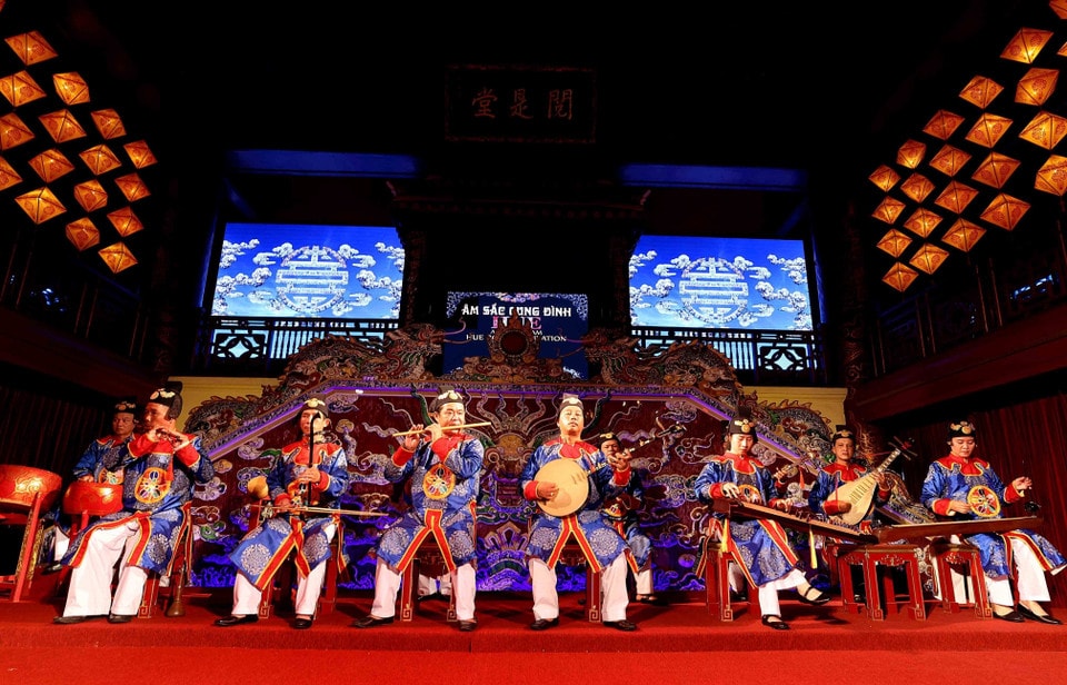 Traditional instruments including drums and clappers are carefully prepared for public performances. (Photo: VNA)
